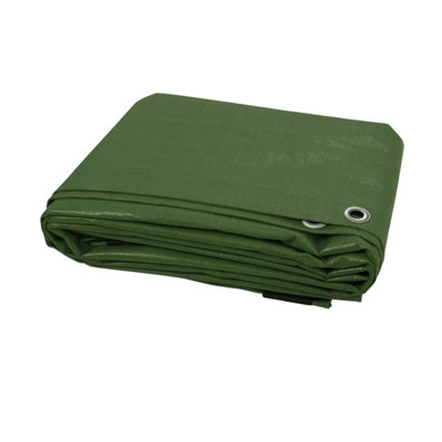  - 4X5M Green Heavy Duty Tarpaulin Sheet  Waterproof & Reinforced 90Gsm
