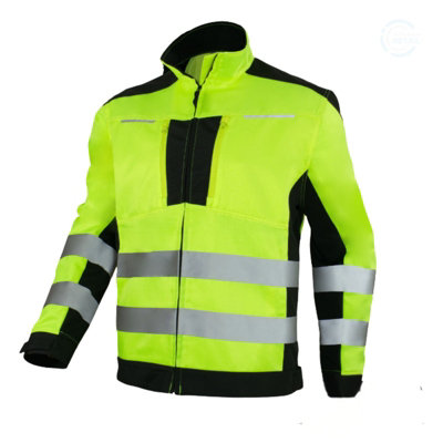 38Uk Artmas Hi Vis Yellow Work Jacket For Men Flash Series Waterproof & Windproof  Reflective Strips Adjustable Fit Durable from B&Q