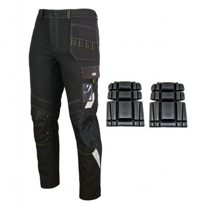 38 Inch 54 Eu Artmas Classic4Dynamic Mens Slim Fit Work Trousers Stretch Cotton Multi Pocket With Knee Pads from B&Q