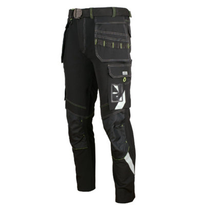 46 Inch 62 Eu Artmas Classic4Dynamic Mens Work Trousers Slim Fit Stretch Cotton Multi Pocket With Belt from B&Q