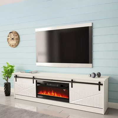Granero Tv Cabinet With Built In Electric Fireplace Modern Living Room Entertainment Unit White White Gloss from B&Q