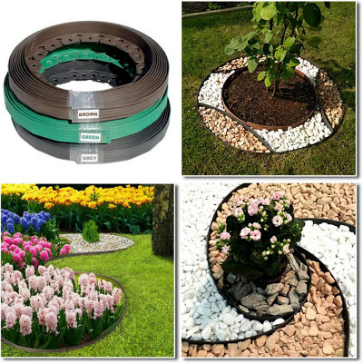  - Easy Border Lawn Edging 38mm X 10M With Pegs Brown
