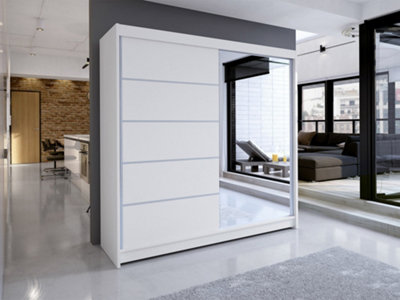 Sliding Wardrobe Talin Iii 180Cm Black Artisan Oak Finish With Mirror White from B&Q