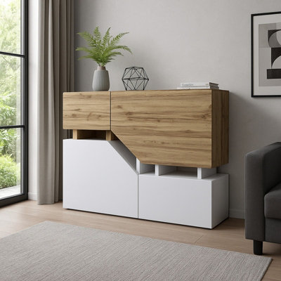 Ceelias K Modern Sideboard Push To Open Cupboard Doors Stylish Storage For Living Room White Wotan from B&Q