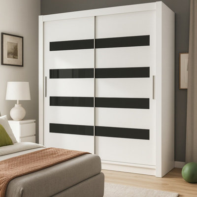 Bega Xi 180 Wardrobe With Sliding Doors Hanging Rail Shelves White With Black from B&Q