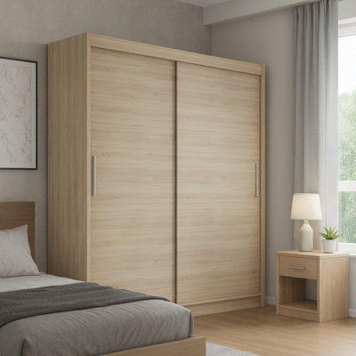 Bega I 180 Sliding Wardrobe With Hanging Rail And Shelves Sonoma from B&Q