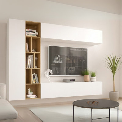 Kodita Modern Hanging Wall Unit White Artisan Oak from B&Q