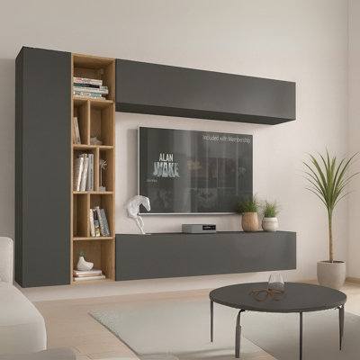 Kodita Modern Hanging Wall Unit Grey Artisan Oak from B&Q