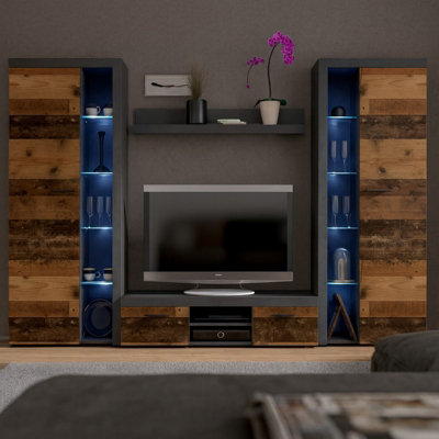 Wall Unit Rumba Xl Living Room Furniture Old Wood Matera from B&Q