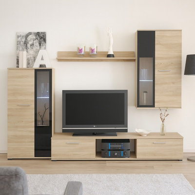 Salsa Living Room Modern Wall Unit Sonoma Oak from B&Q