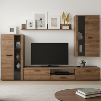 Salsa Living Room Modern Wall Unit Lefkas Oak from B&Q