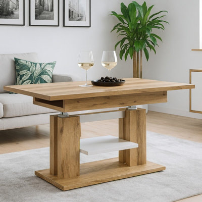Iso Extendable Table 110 To 170 Cm X 65 Cm Wotan Oak White Shelf Silver Crossbar from B&Q