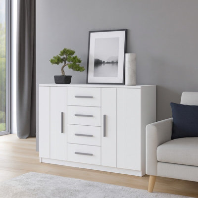 Bono Bo 01 K2D4Sz White Chest Of Drawers 2 Doors And 4 Drawers Modern Laminated Storage Unit With Durable Abs Edging from B&Q