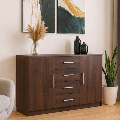 Bono Bo 01 K2D4Sz Monastery Oak Chest Of Drawers 2 Doors And 4 Drawers Modern Laminated Storage Unit With Durable Abs Edging from B&Q