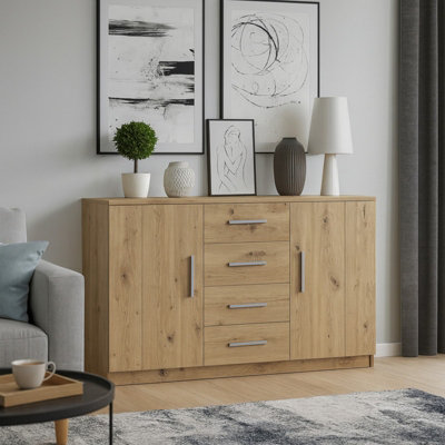 Bono Bo 01 K2D4Sz Artisan Oak Chest Of Drawers 2 Doors And 4 Drawers Modern Laminated Storage Unit With Durable Abs Edging from B&Q