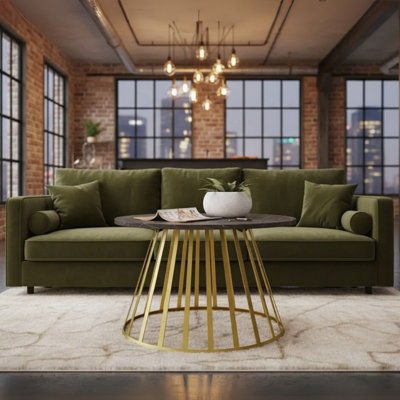  - Mokod Modern Coffee Table With Gold Metal Legs Black Pietra Grigia