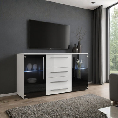 Bari Chest Of Drawers Modern Storage Black Cabinet With Spacious White Drawers Durable Laminated Board Contemporary Design Led from B&Q