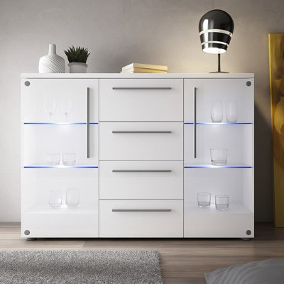 Bari Chest Of Drawers Modern Storage White Cabinet With Spacious White Drawers Durable Laminated Board Contemporary Design Led from B&Q