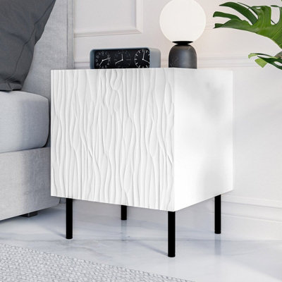 Jungle Set Of 2 Bedside Tables Modern Nightstands For Bedroom Durable Laminated Board Compact And Stylish Storage White Black from B&Q
