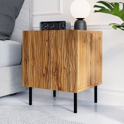 Jungle Set Of 2 Bedside Tables Modern Nightstands For Bedroom Durable Laminated Board Compact And Stylish Storage Oak Wotan Black from B&Q
