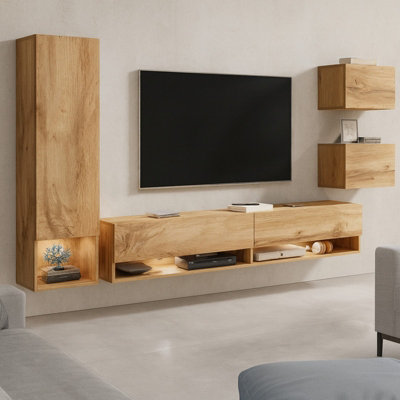 Amadeo Modern Wall Unit With Tv Cabinet And Hanging Storage Wotan from B&Q