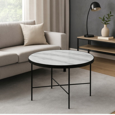  - Tre 600 Elegant 60 Na 60 Cm Coffee Table With Metal Legs Black Powder Coated Finish Venato