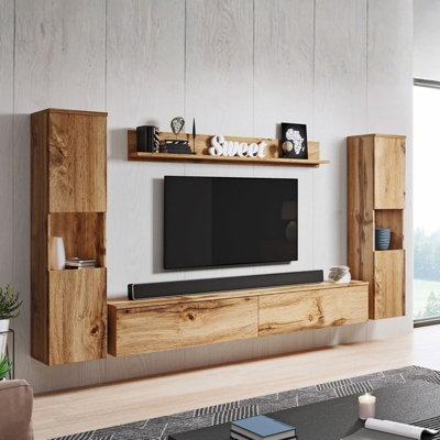 Paris Xl Living Room Wall Unit Modern Furniture Set With Tv Cabinet Shelves And Display Units Wotan from B&Q