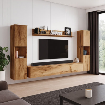Paris Xl Living Room Wall Unit Modern Led Furniture Set With Tv Cabinet Shelves And Display Units Wotan from B&Q