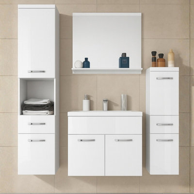 Alba Bathroom Furniture Set With Dolomite Washbasin White Gloss from B&Q