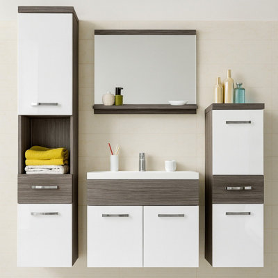 Alba Bathroom Furniture Set With Dolomite Washbasin Bodega With White Gloss from B&Q
