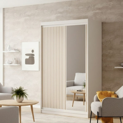 Delia 120 Sliding Wardrobe With Slats White from B&Q