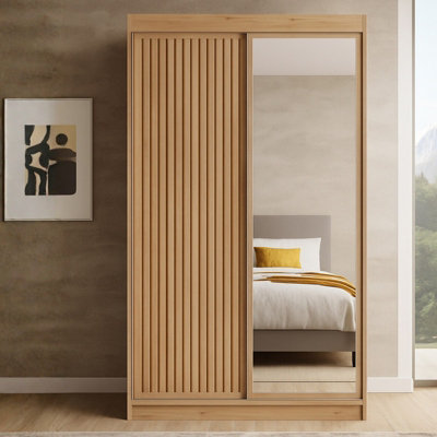 Delia 120 Sliding Wardrobe With Slats Artisan from B&Q