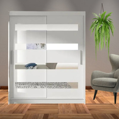 Westa Xiii 150 Cm Sliding Door Wardrobe With Mirrors White from B&Q