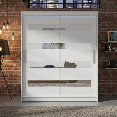 Westa Xiii 150 Cm Sliding Door Wardrobe With Mirrors And Rgb Led Lights White from B&Q