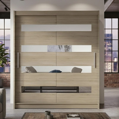 Westa Xiii 150 Cm Sliding Door Wardrobe With Mirrors Sonoma from B&Q