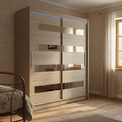 Westa Xiii 150 Cm Sliding Door Wardrobe With Mirrors And Rgb Led Lights Sonoma from B&Q