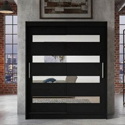 Westa Xiii 150 Cm Sliding Door Wardrobe With Mirrors Black from B&Q
