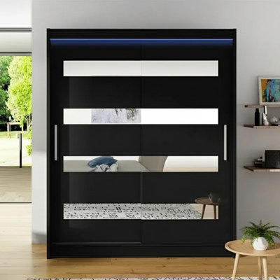 Westa Xiii 150 Cm Sliding Door Wardrobe With Mirrors And Rgb Led Lights Black from B&Q