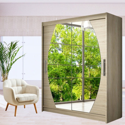 Westa Viii 150Cm Sliding Door Wardrobe With Modern Mirror Design Sonoma from B&Q
