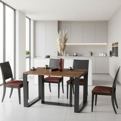 Borys Extendable Dining Table 130 And 210X80 Cm Modern Laminated Table With Black Legs Stirling Oak from B&Q