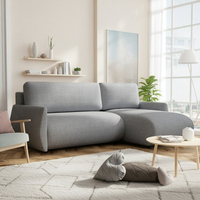 Forest D Corner Sofa Bed Modern Design With Dl Folding System Storage Compartment And Universal Layout Grey