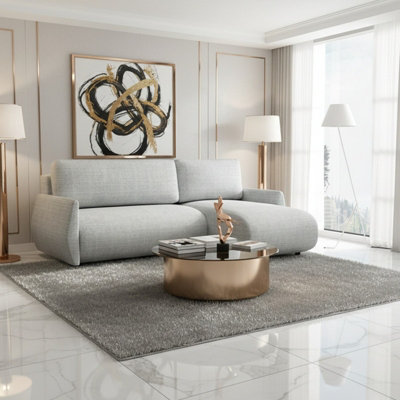 Forest D Corner Sofa Bed Modern Design With Dl Folding System Storage Compartment And Universal Layout Light Grey
