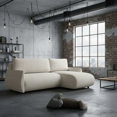 Forest D Corner Sofa Bed Modern Design With Dl Folding System Storage Compartment And Universal Layout Cream