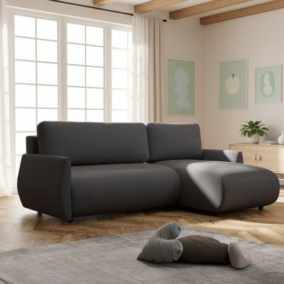 Forest D Corner Sofa Bed Modern Design With Dl Folding System Storage Compartment And Universal Layout Black