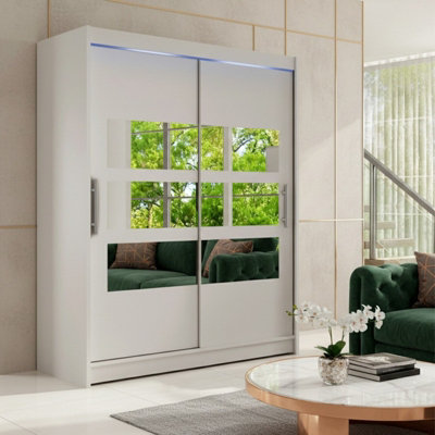 Westa Vii 150 Sliding Door Wardrobe With Mirrors Cashmere With Rgb Led Lights from B&Q