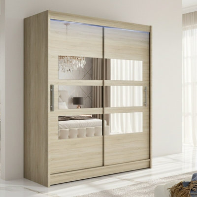 Westa Vii 150 Sliding Door Wardrobe With Mirrors Sonoma With Rgb Led Lights from B&Q