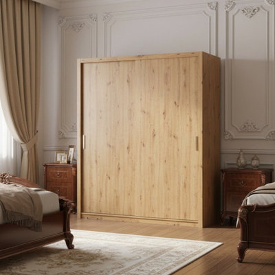 Bono Sz200 Sliding Wardrobe Modern Storage With Shelves And Hanging Space Artisan Oak from B&Q