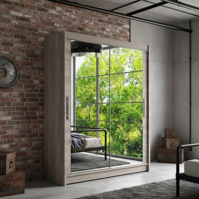 Westa Xi 150 Modern Sliding Truffle Wardrobe With Mirrored Fronts And Practical Storage With Rgb Led Colorful from B&Q