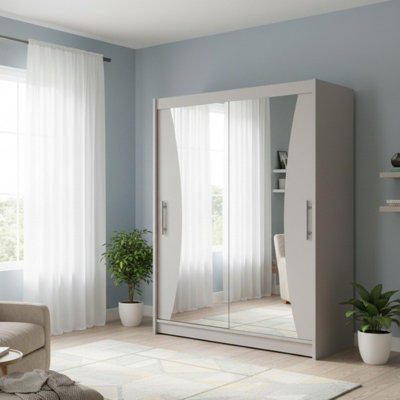 Westa Ix 150 Modern Sliding Cashmere Wardrobe With Mirrored Fronts And Practical Storage from B&Q