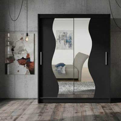 Westa S Sliding Door Wardrobe With Mirrors On The Fronts Black from B&Q